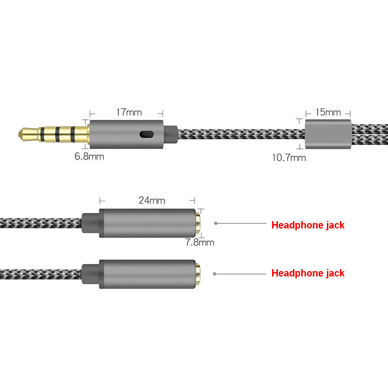 Braided 3.5mm Audio Splitter C - Earphone Splitter Jack recension och pris